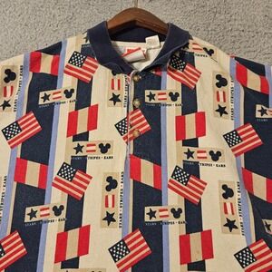Vintage Mickey Inc Mens XXL Patriotic American Flag Polo Shirt Stars Stripes